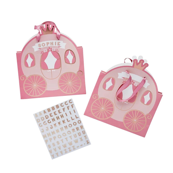 Carriage Party Bags with Personalised Sticker Sheets 4 Pack