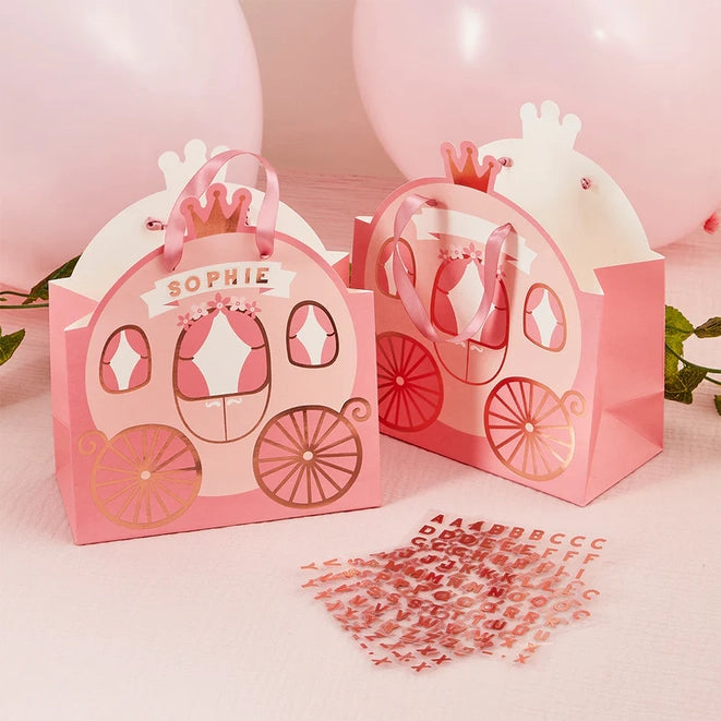 Carriage Party Bags with Personalised Sticker Sheets 4 Pack